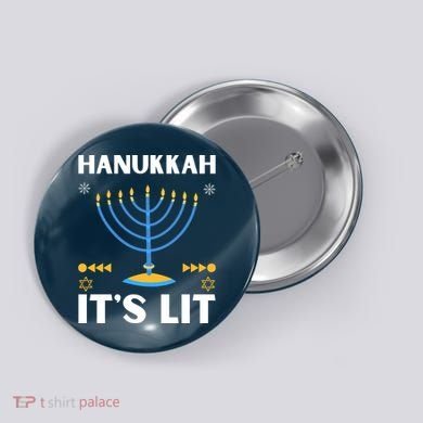Hanukkah It's Lit Cool Design Button