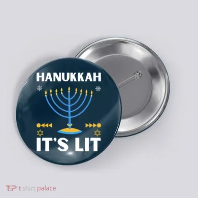 Hanukkah It's Lit Cool Design Button