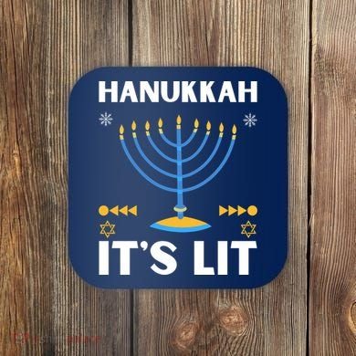 Hanukkah It's Lit Cool Design Coaster