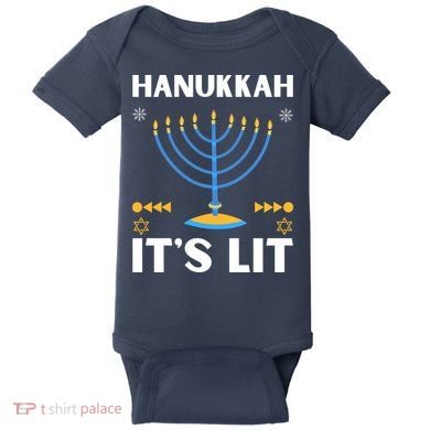 Hanukkah It's Lit Cool Design Baby Bodysuit