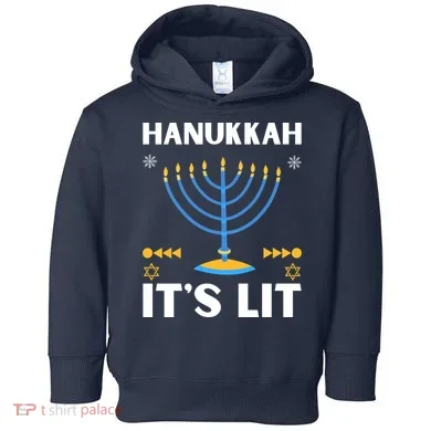 Hanukkah It's Lit Cool Design Toddler Hoodie