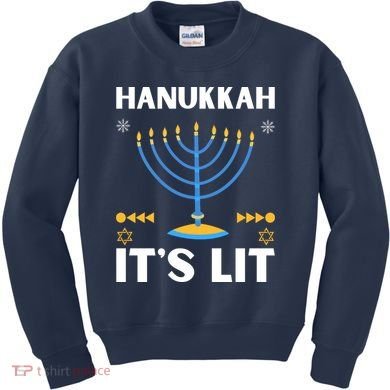 Hanukkah It's Lit Cool Design Kids Sweatshirt