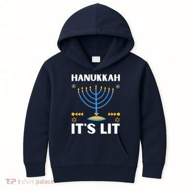 Hanukkah It's Lit Cool Design Kids Hoodie