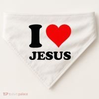 Heart I Love Jesus USA-Made Doggie Bandana thumb 0