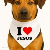 Heart I Love Jesus USA-Made Doggie Bandana thumb 1