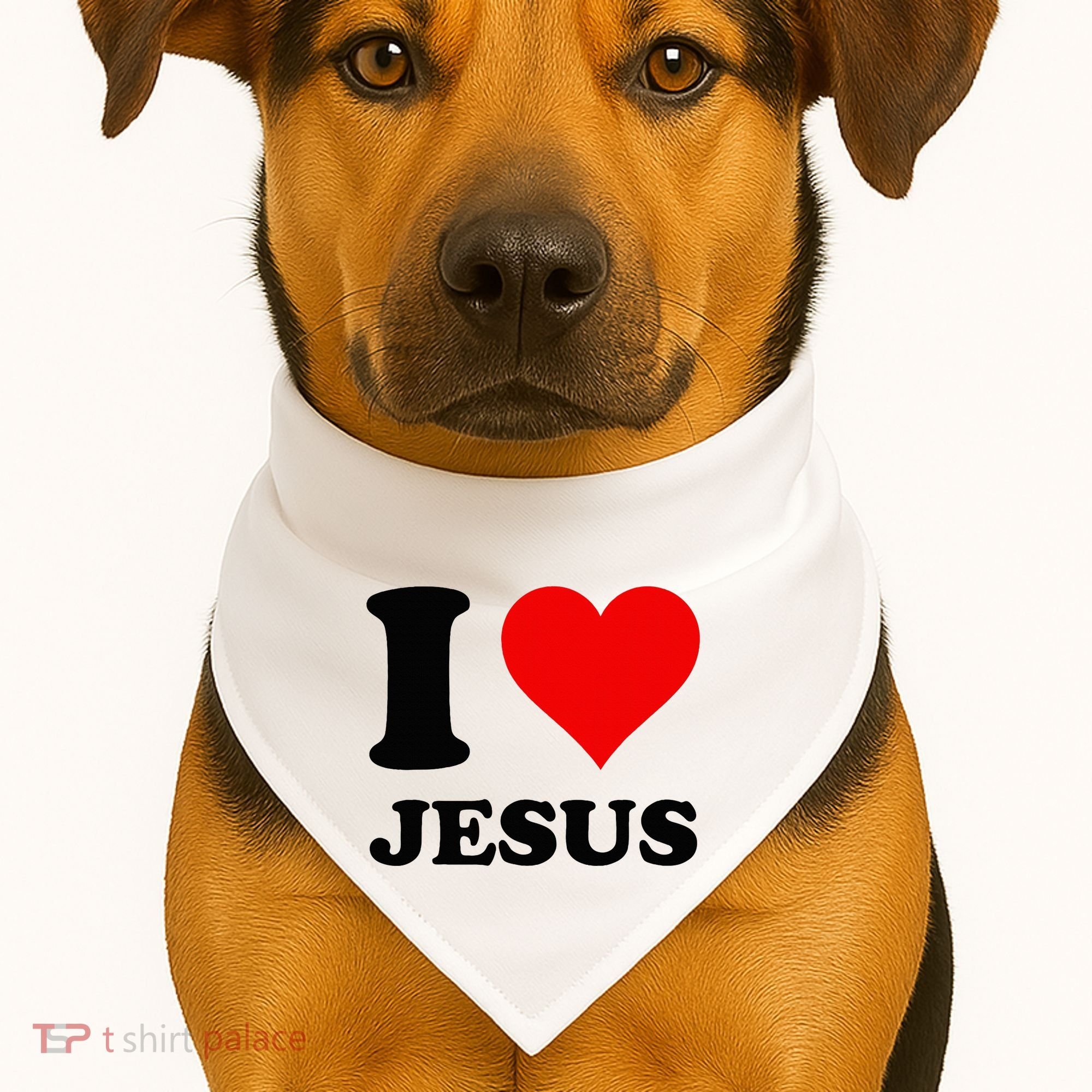 Heart I Love Jesus USA-Made Doggie Bandana