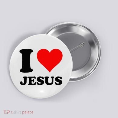 Heart I Love Jesus Button
