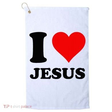 Heart I Love Jesus Golf Towel