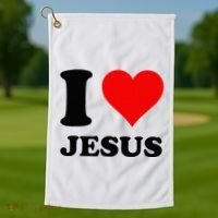 Heart I Love Jesus Golf Towel thumb 1