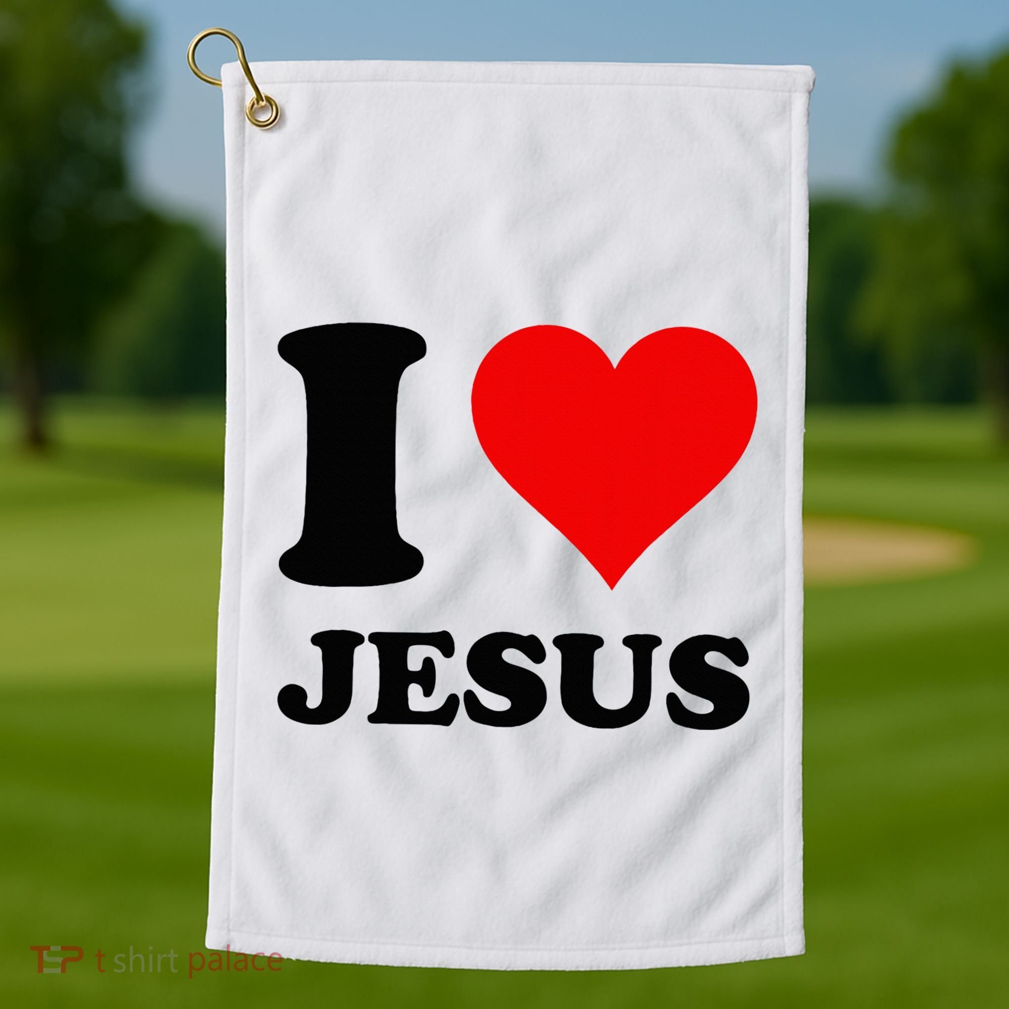 Heart I Love Jesus Golf Towel
