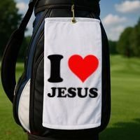 Heart I Love Jesus Golf Towel thumb 2