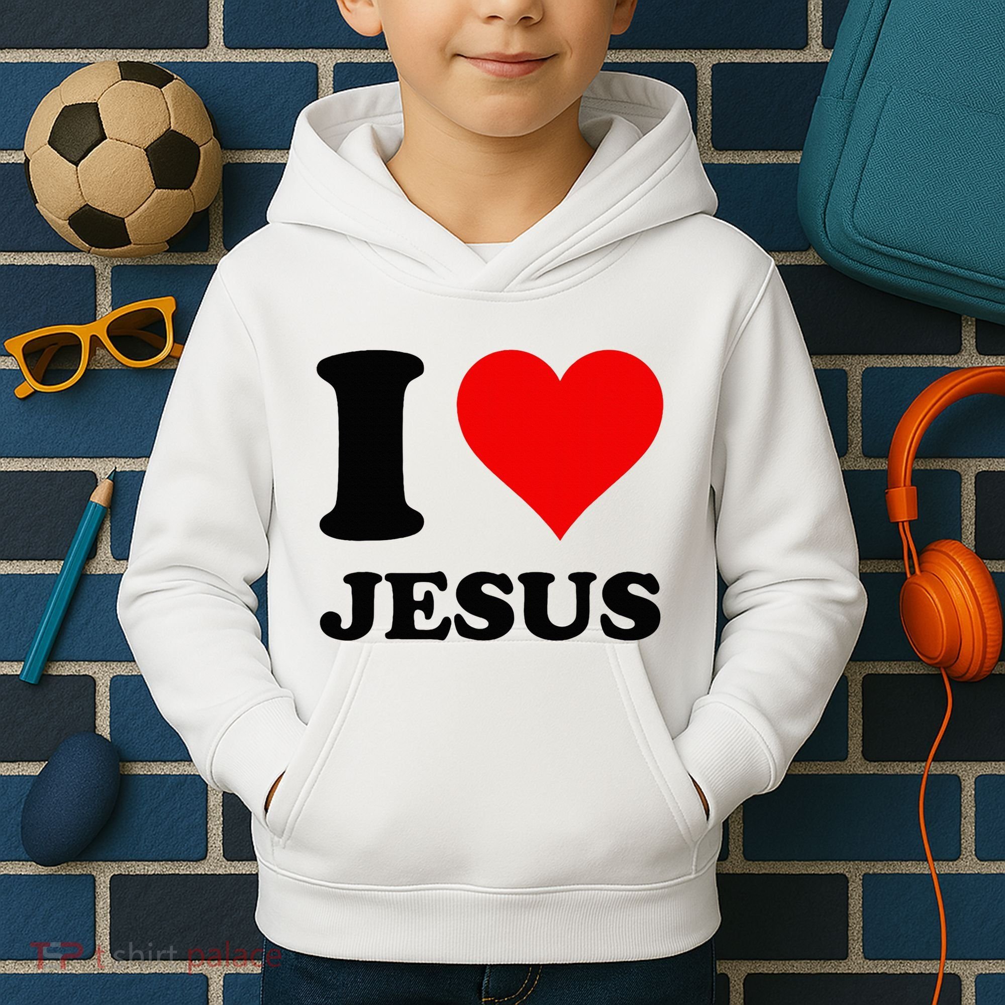 Heart I Love Jesus Kids Hoodie