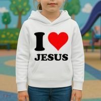 Heart I Love Jesus Kids Hoodie thumb 3