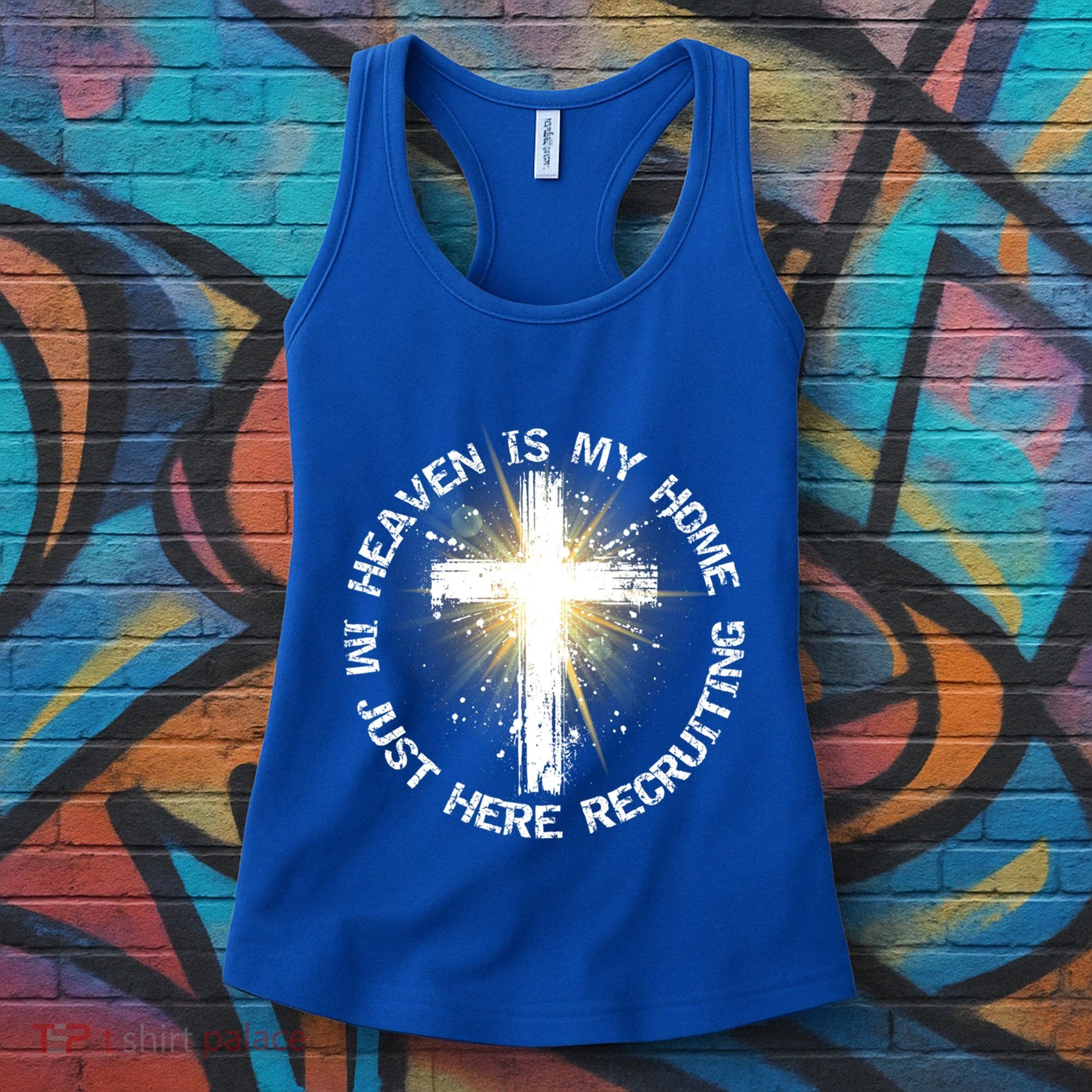 Heaven Is My Home Im Just Here Recruiting Funny Christian Great Gift Women's Tank Top