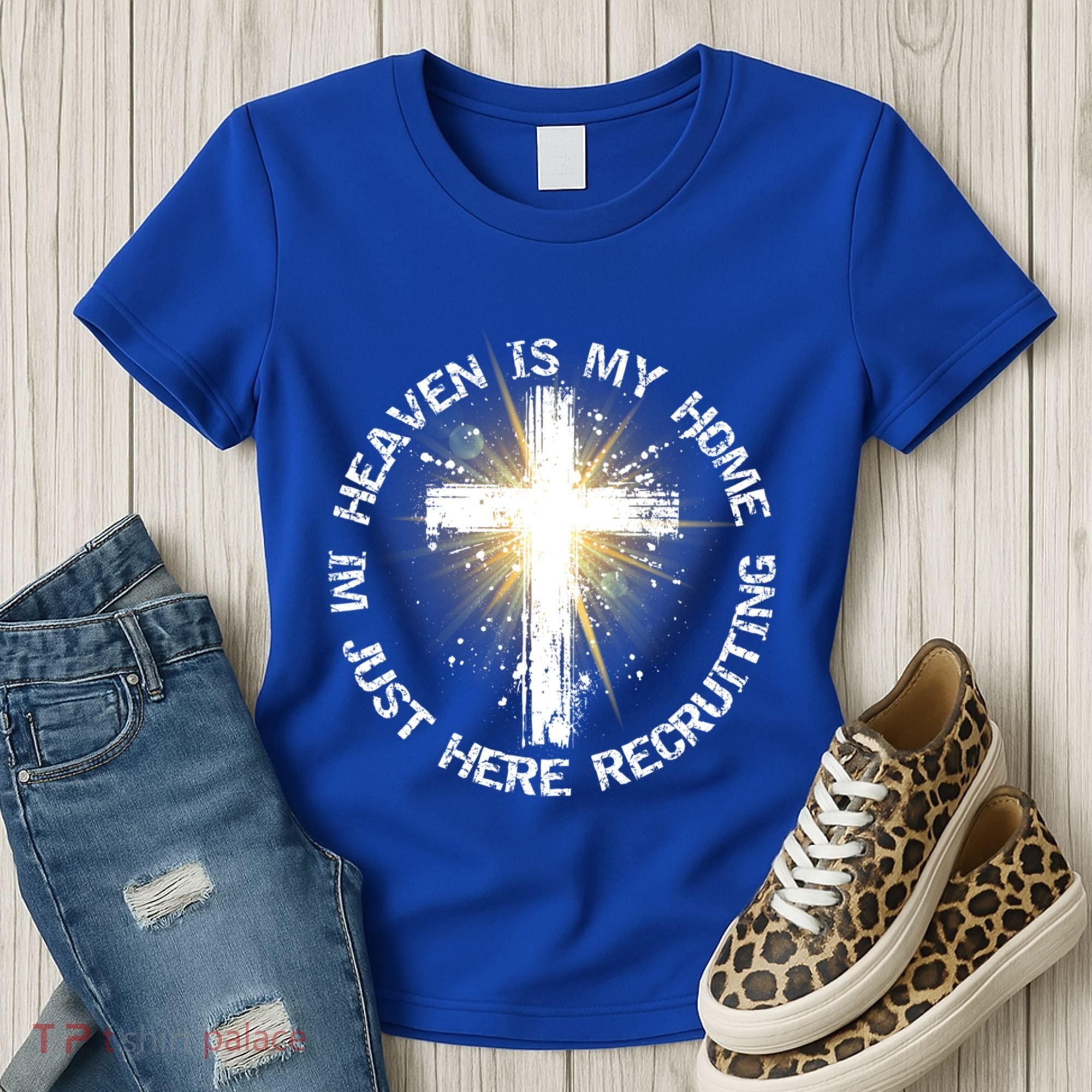 Heaven Is My Home Im Just Here Recruiting Funny Christian Great Gift Women's T-Shirt