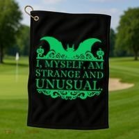 Halloween I Myself Am Strange And Unusual Bat Pumpkins Golf Towel thumb 1