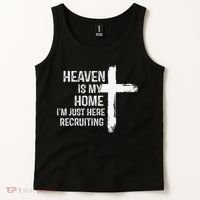 Heaven Is My Home Im Just Here Recruiting Cross Jesus Tank Top thumb 2
