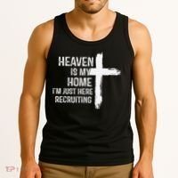 Heaven Is My Home Im Just Here Recruiting Cross Jesus Tank Top thumb 3