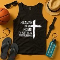 Heaven Is My Home Im Just Here Recruiting Cross Jesus Tank Top thumb 4