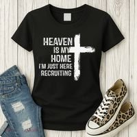Heaven Is My Home Im Just Here Recruiting Cross Jesus Women's T-Shirt thumb 3