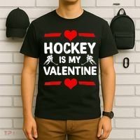 Hockey Is My Valentine Ice Hockey Team Hockey Supporter Gift T-Shirt thumb 6