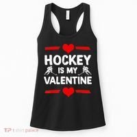 Hockey Is My Valentine Ice Hockey Team Hockey Supporter Gift Women's Tank Top thumb 0