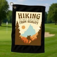 Hiking Is My Escape From Reality Golf Towel thumb 1