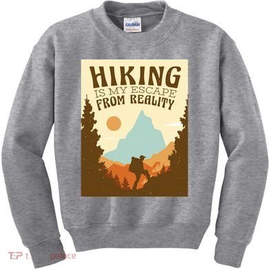 Hiking Is My Escape From Reality Kids Sweatshirt