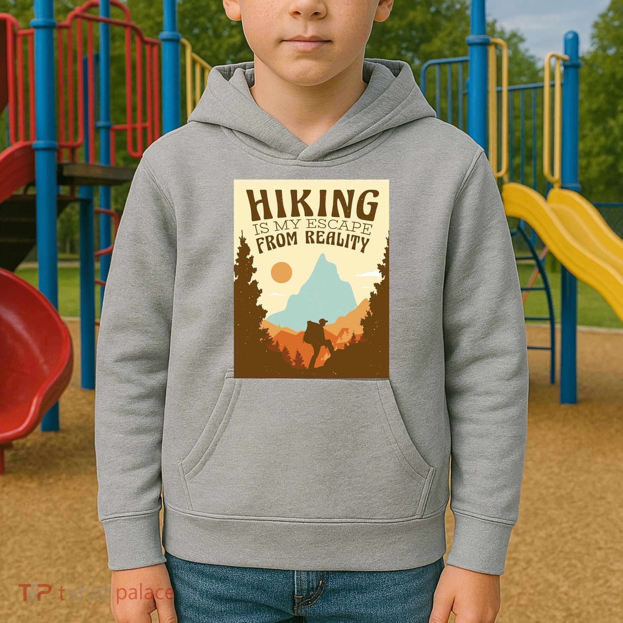 Hiking Is My Escape From Reality Kids Hoodie