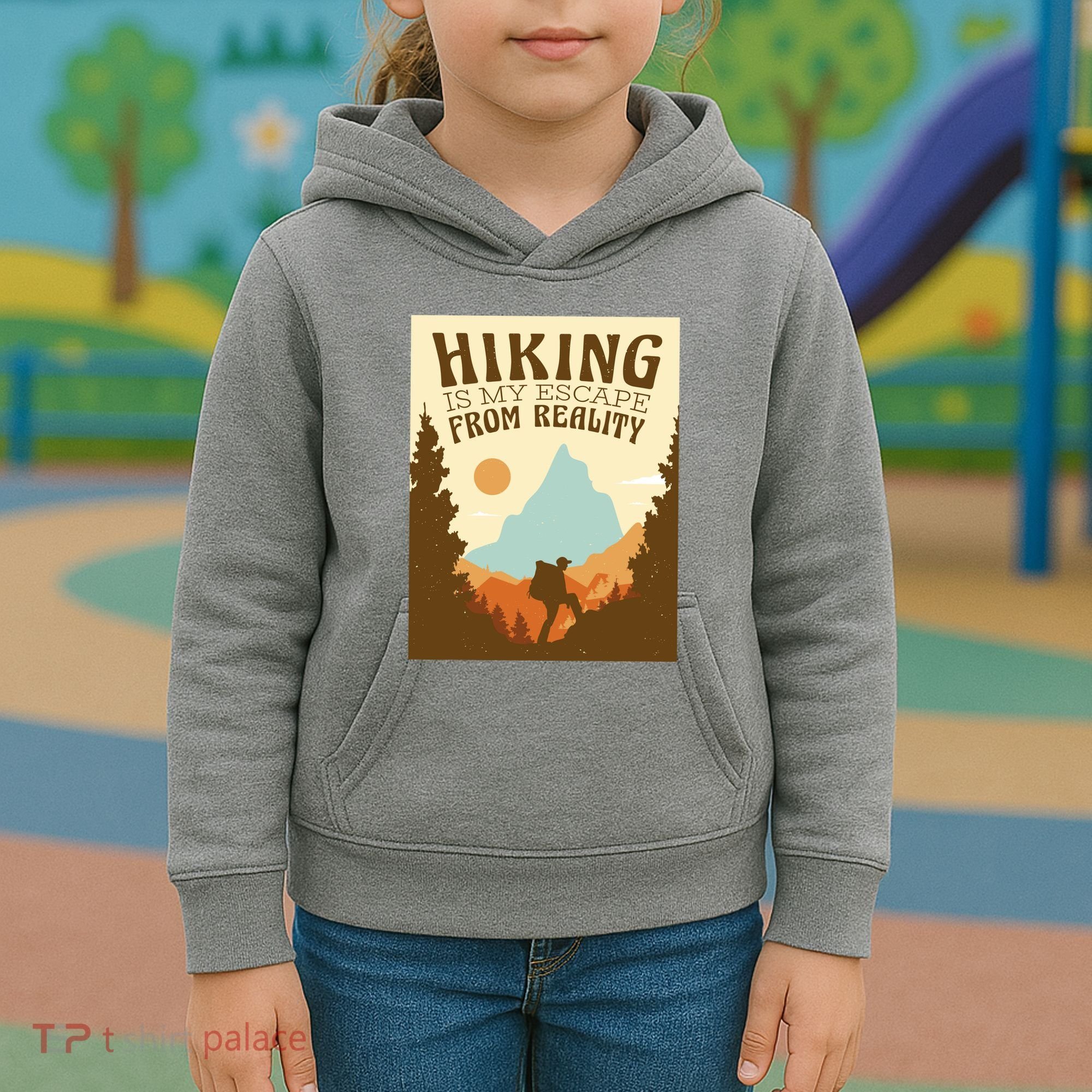 Hiking Is My Escape From Reality Kids Hoodie