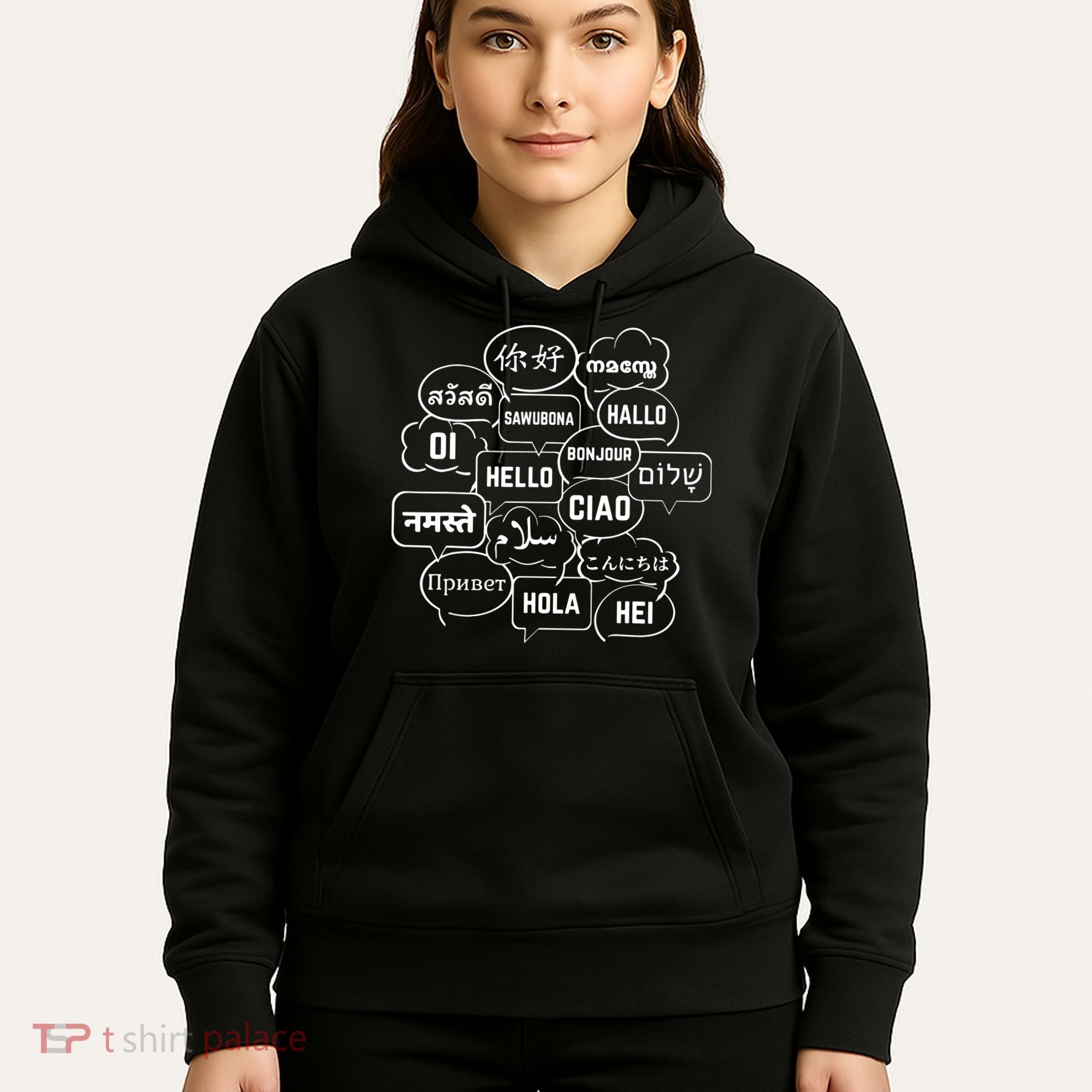 Hello In Many Languages Translator Globetrotter Polyglot Hoodie
