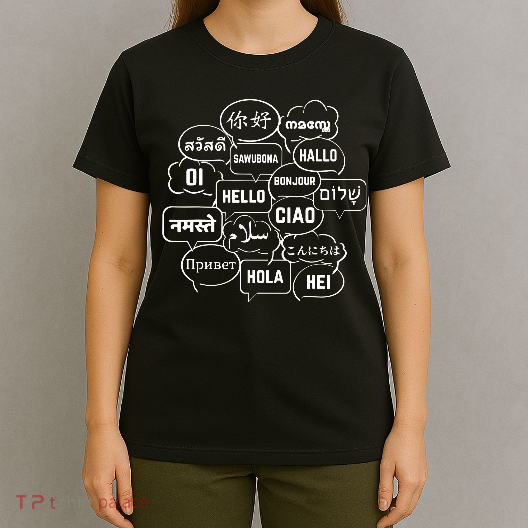Hello In Many Languages Translator Globetrotter Polyglot T-Shirt