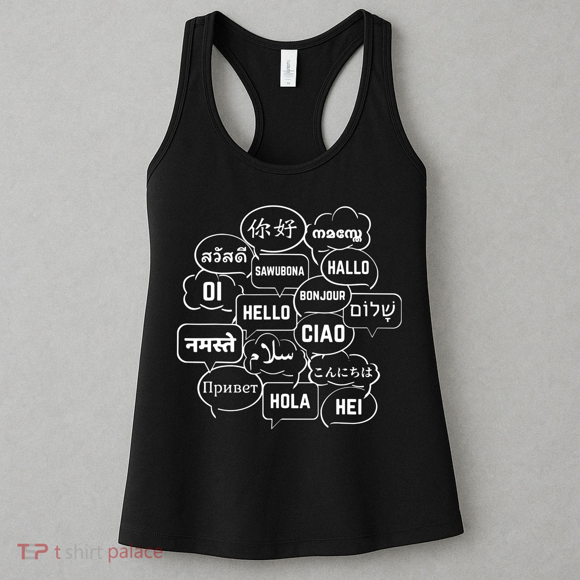 Hello In Many Languages Translator Globetrotter Polyglot Women's Tank Top