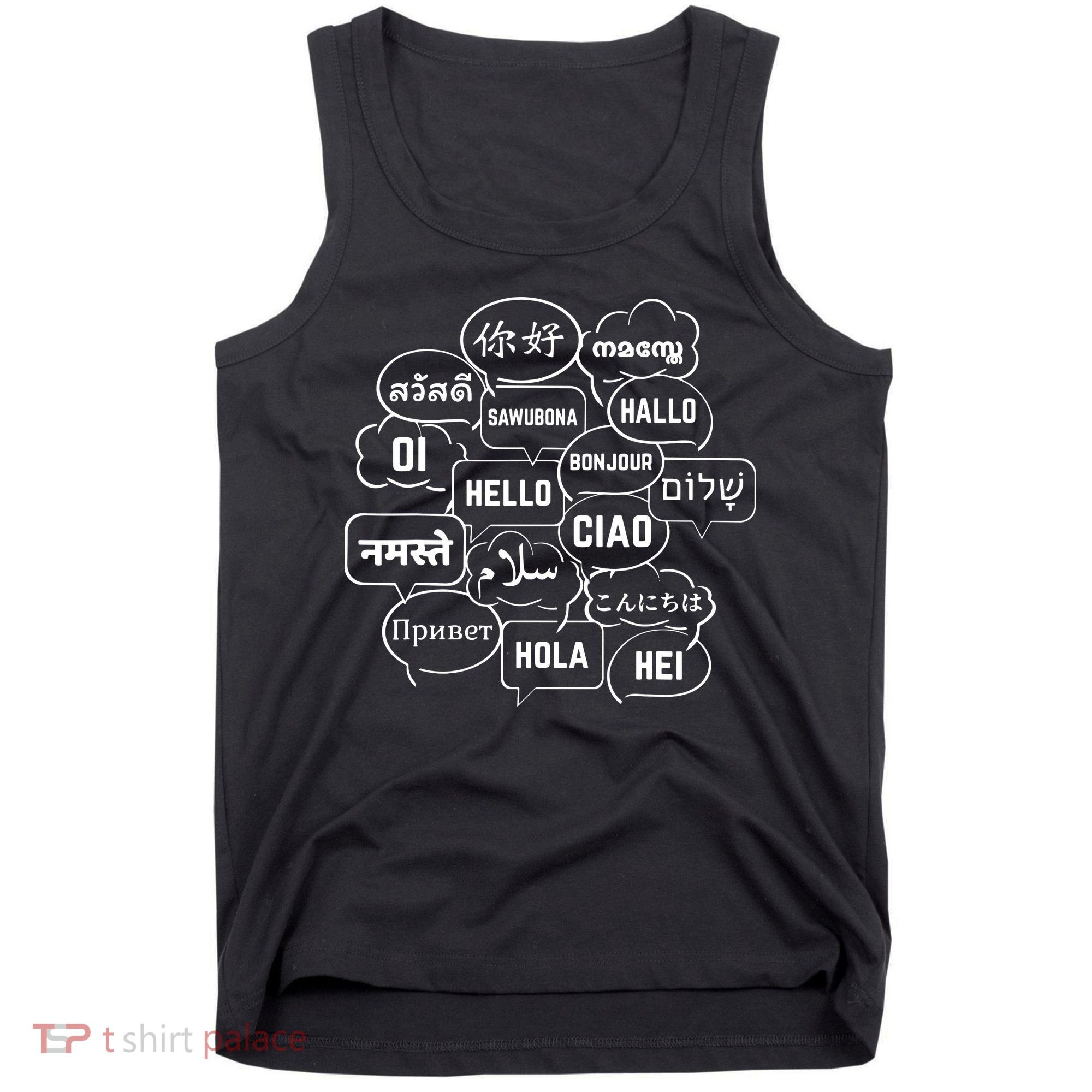 Hello In Many Languages Translator Globetrotter Polyglot Tank Top