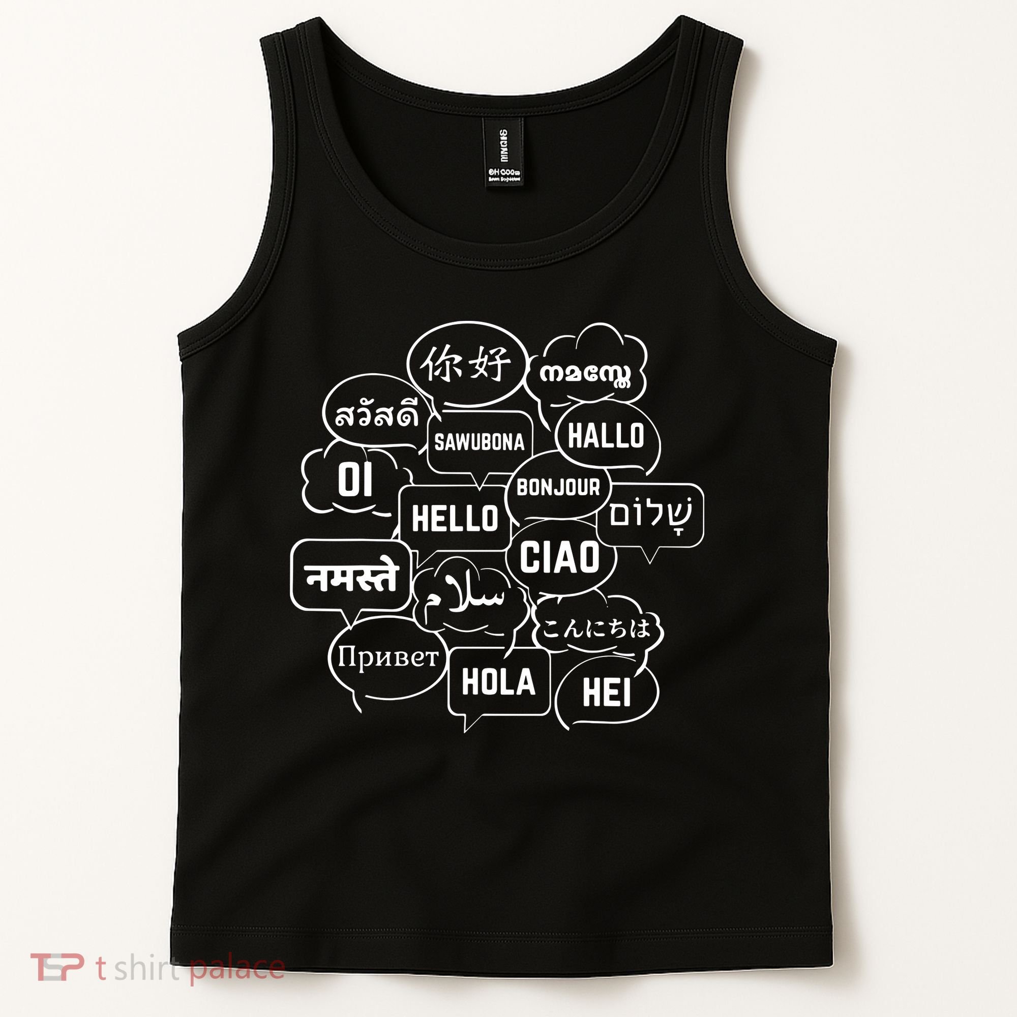 Hello In Many Languages Translator Globetrotter Polyglot Tank Top