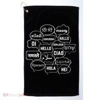 Hello In Many Languages Translator Globetrotter Polyglot Golf Towel thumb 0