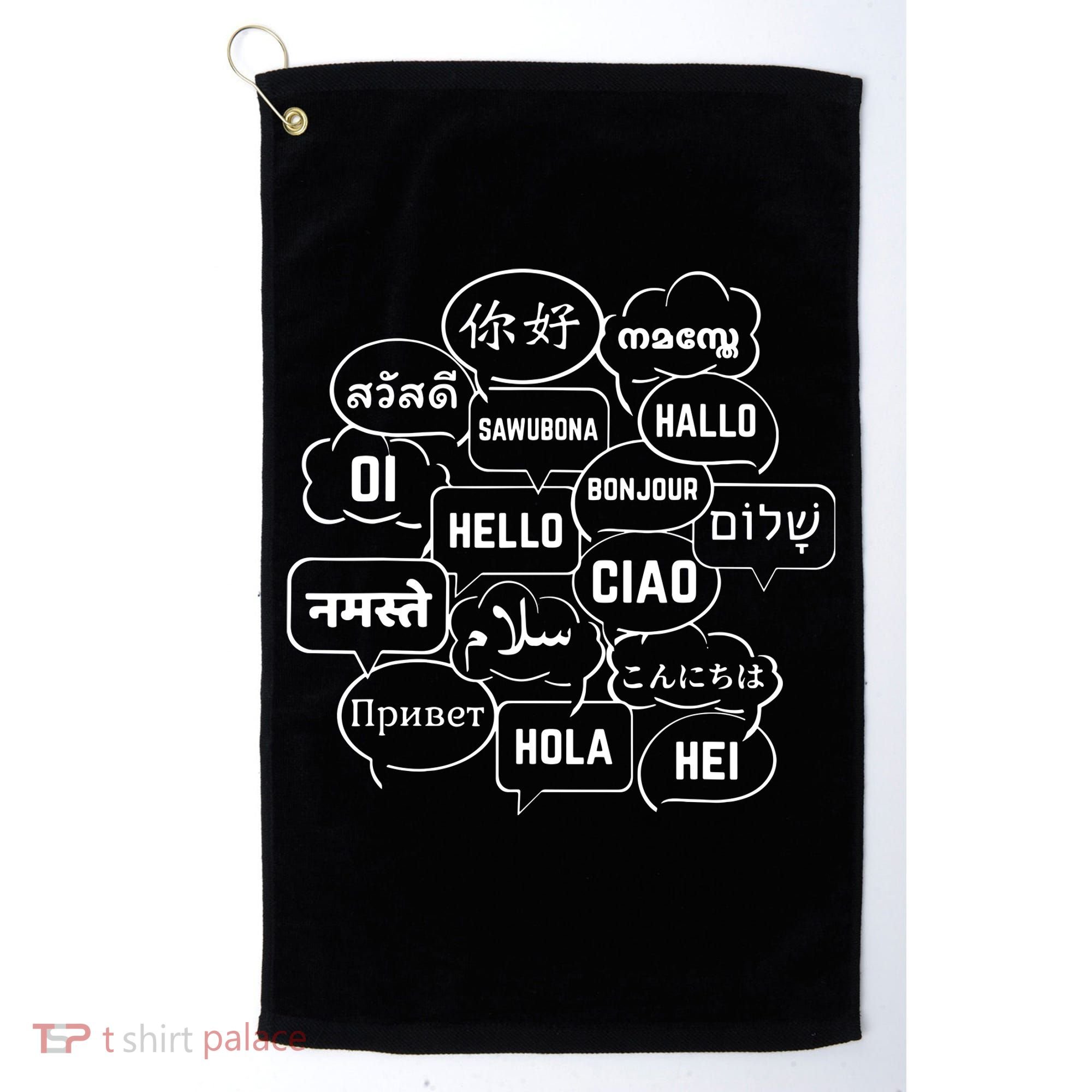 Hello In Many Languages Translator Globetrotter Polyglot Golf Towel