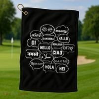 Hello In Many Languages Translator Globetrotter Polyglot Golf Towel thumb 1