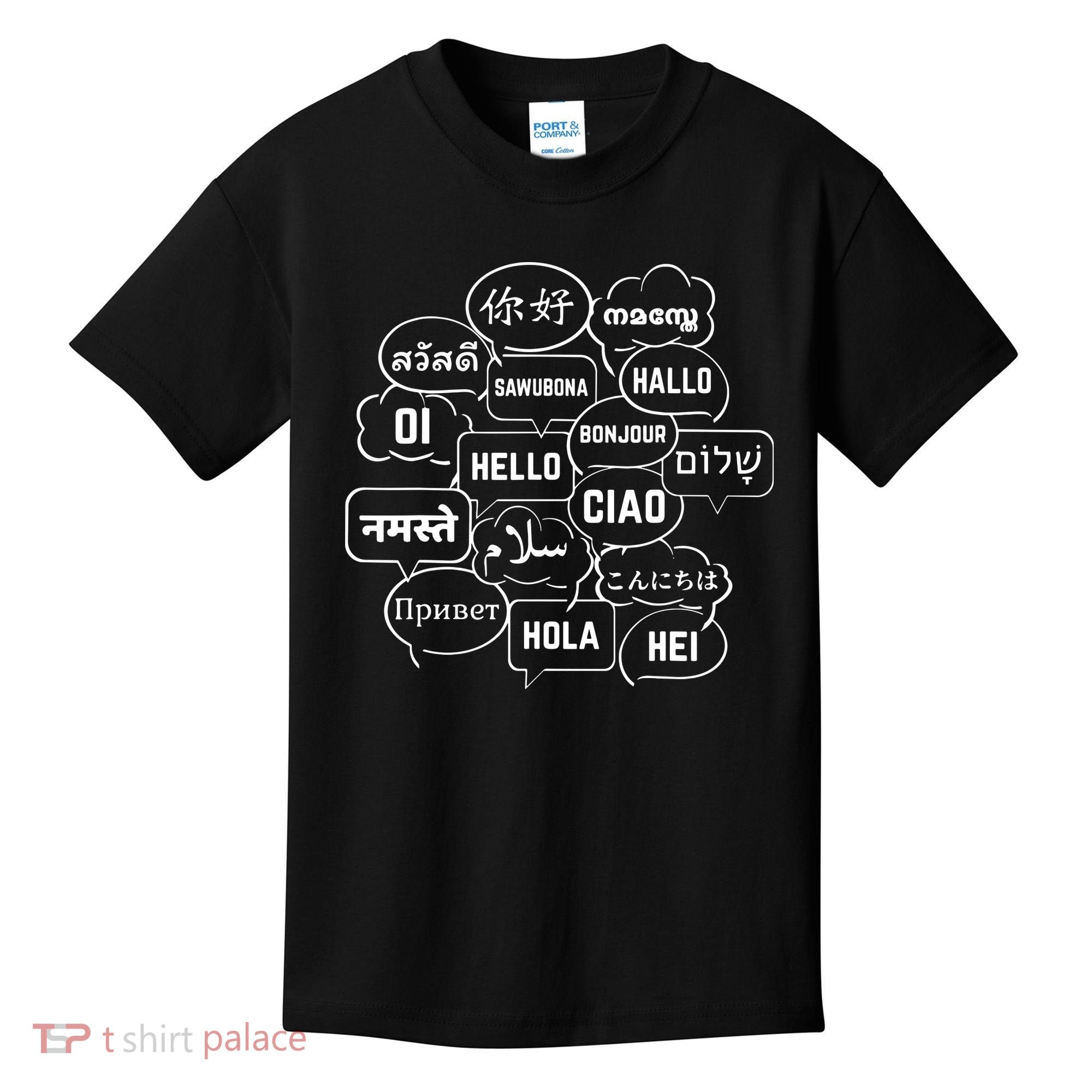 Hello In Many Languages Translator Globetrotter Polyglot Kids T-Shirt
