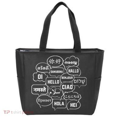 Hello In Many Languages Translator Globetrotter Polyglot Tote Bag
