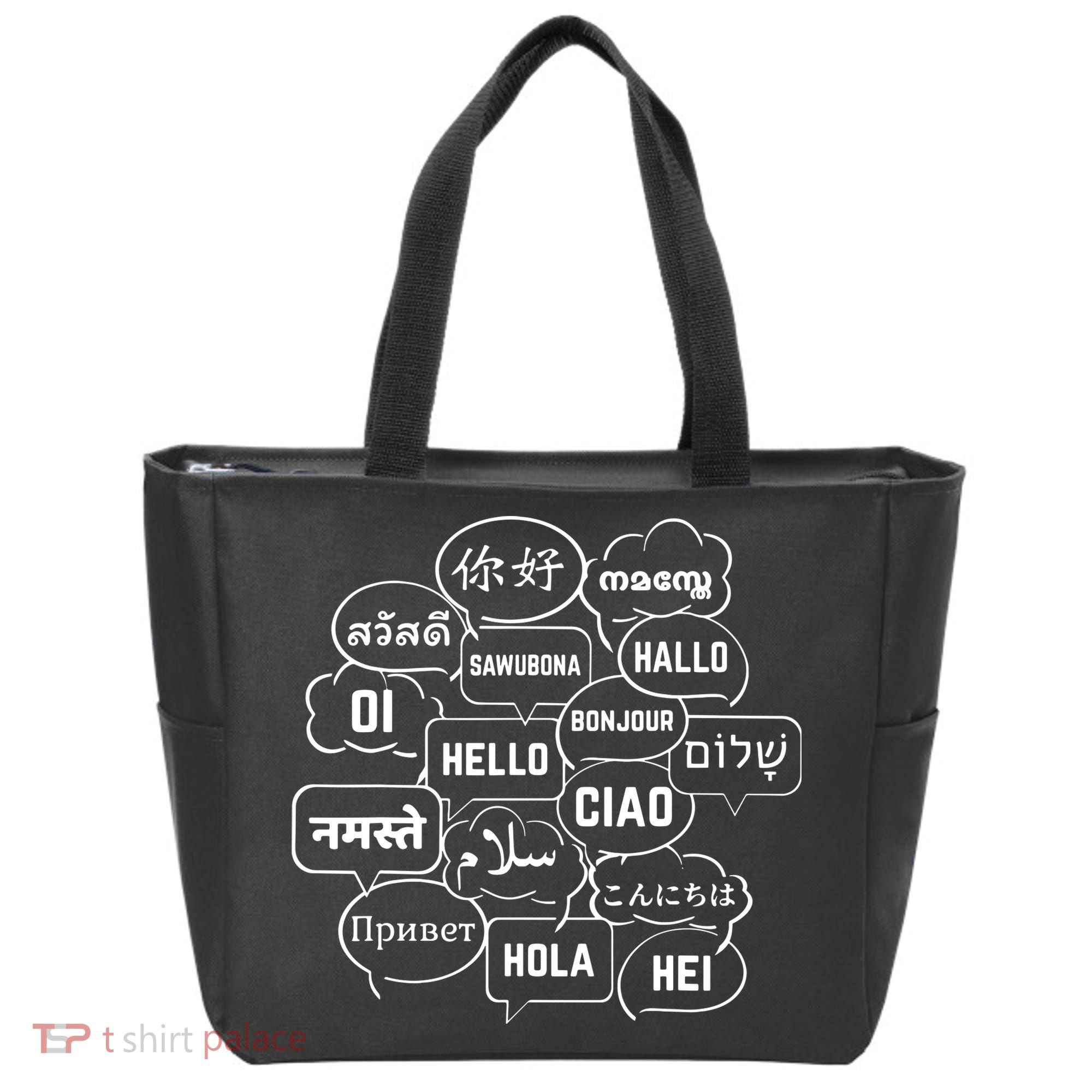 Hello In Many Languages Translator Globetrotter Polyglot Tote Bag