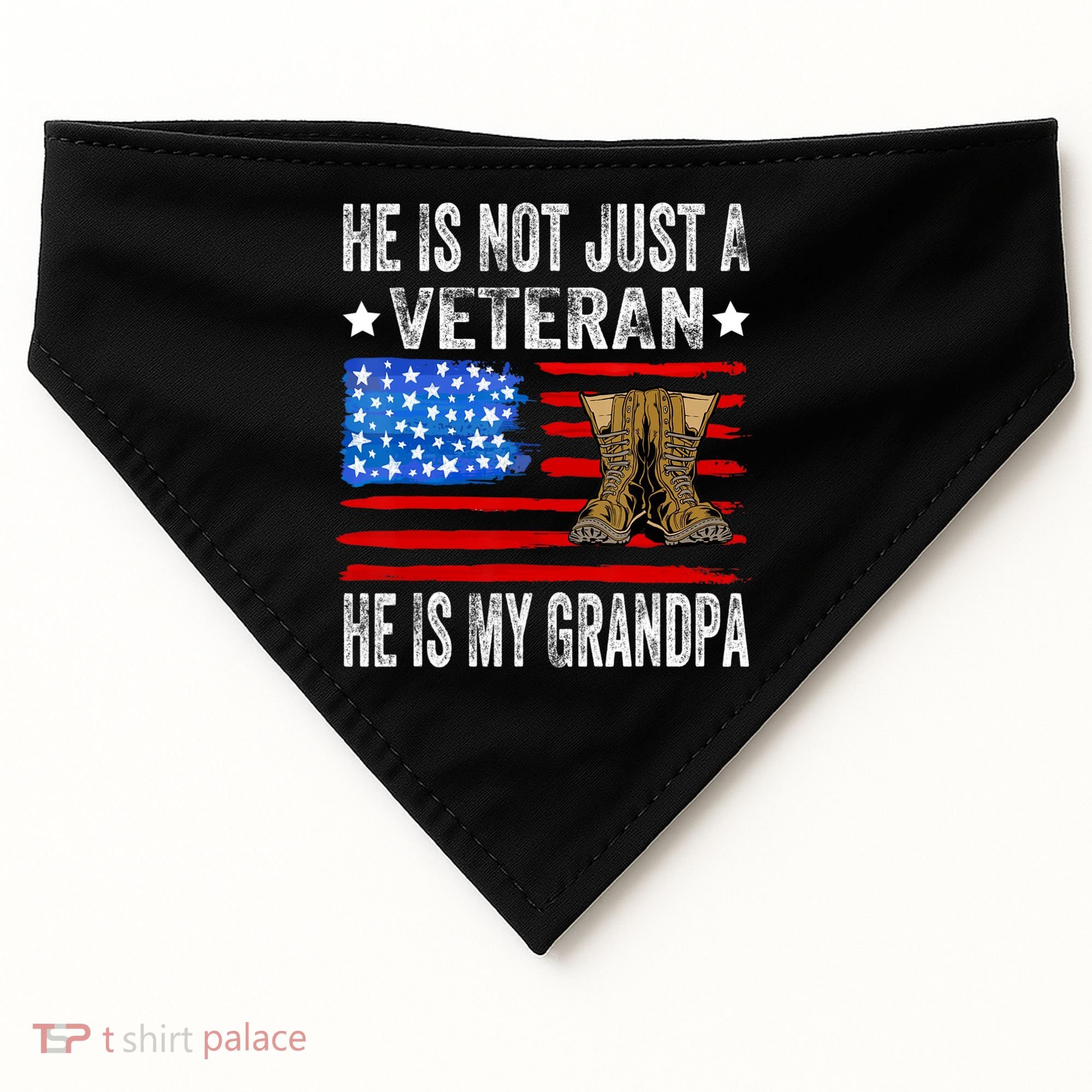 He Is Not Just A Veteran He Is My Grandpa USA-Made Doggie Bandana