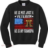 He Is Not Just A Veteran He Is My Grandpa Kids Sweatshirt thumb 0