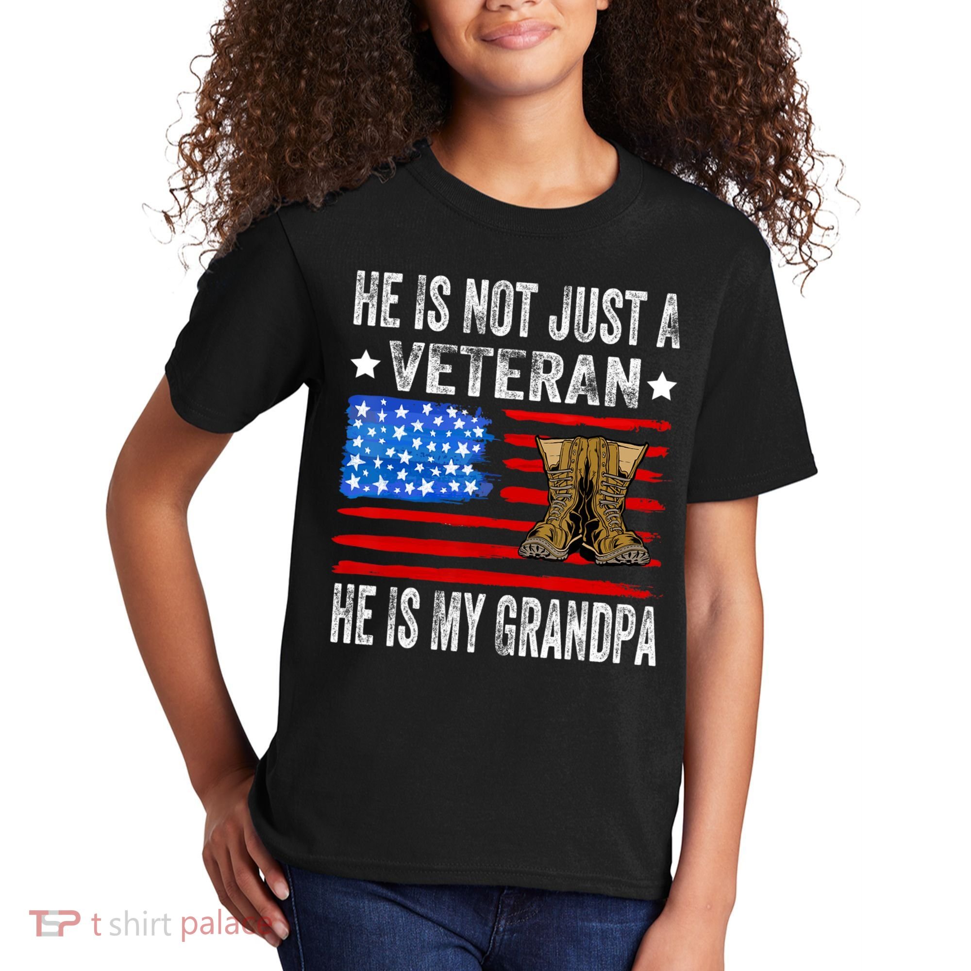 He Is Not Just A Veteran He Is My Grandpa Kids T-Shirt