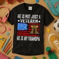 He Is Not Just A Veteran He Is My Grandpa Kids T-Shirt thumb 3