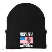 He Is Not Just A Soldier He Is My Brother Veteran Soldier Beanie thumb 0