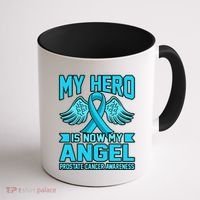 Hero Is Now My Angel Prostate Cancer Awareness Blue Graphic Gift Coffee Mug thumb 1