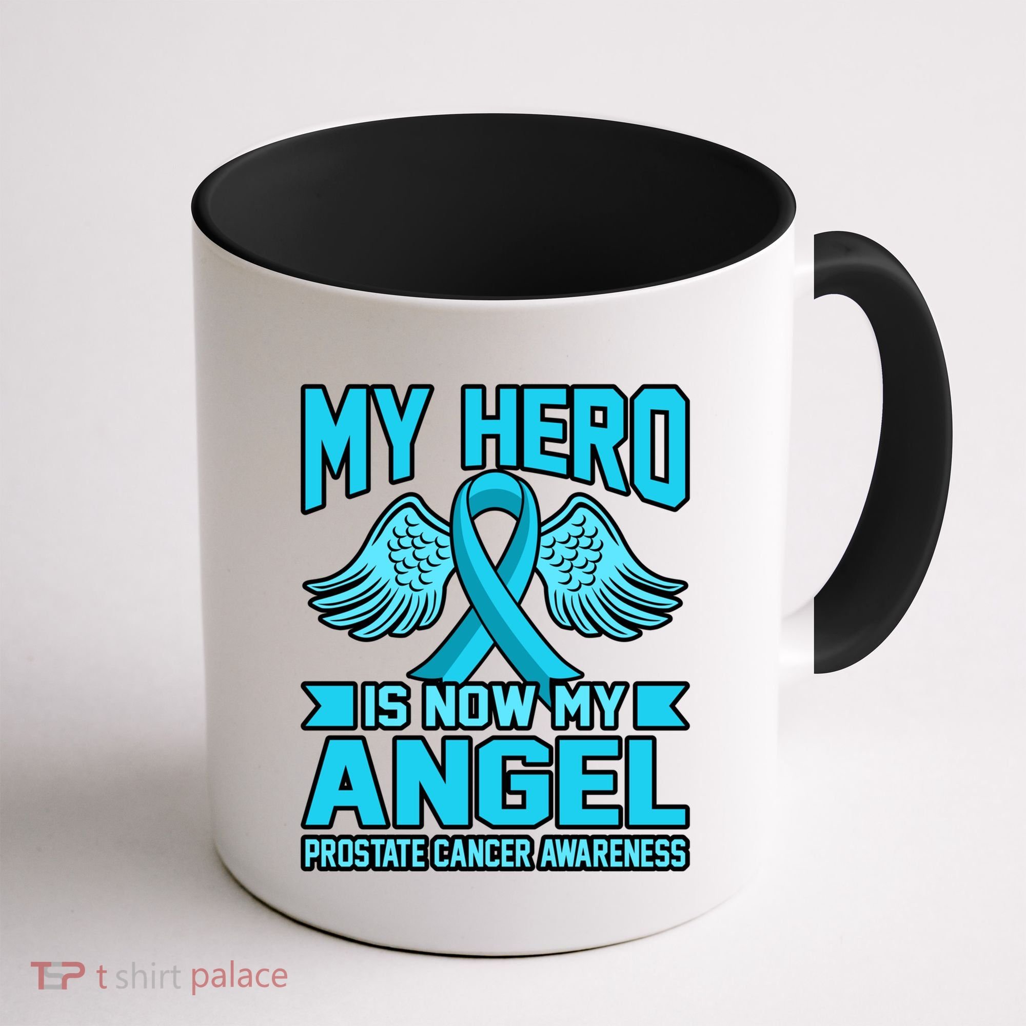 Hero Is Now My Angel Prostate Cancer Awareness Blue Graphic Gift Coffee Mug