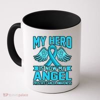 Hero Is Now My Angel Prostate Cancer Awareness Blue Graphic Gift Coffee Mug thumb 0