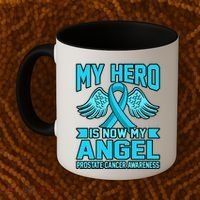 Hero Is Now My Angel Prostate Cancer Awareness Blue Graphic Gift Coffee Mug thumb 2